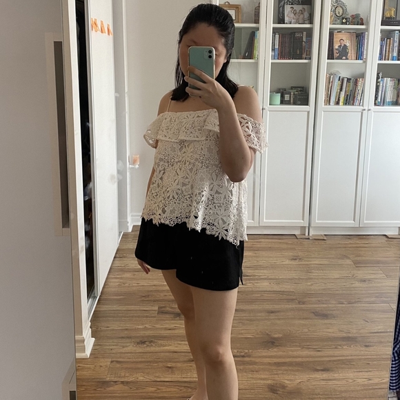 Zara Off the Shoulder White Lace Top - Picture 3 of 4